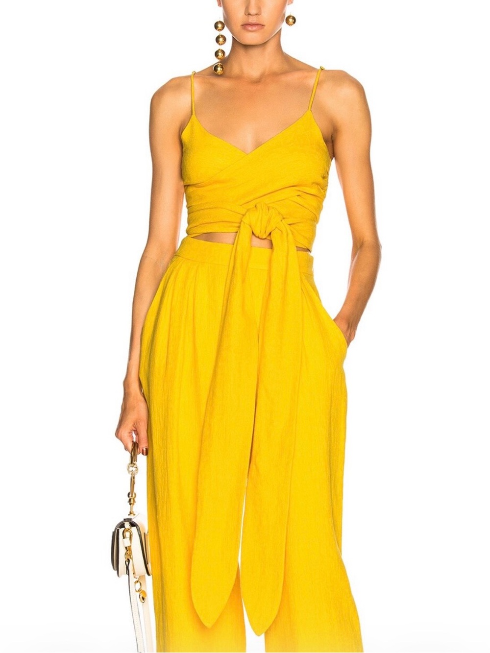 Mara Hoffman Davinia Yellow Organic Cotton Linen Wrap Top